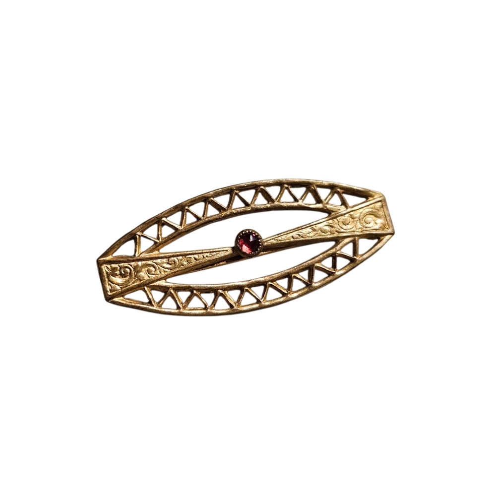 Victorian Art Deco 10k Yellow Gold Filled Filigree Bar Pin
